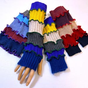 Upcycled Wool Fingerless Gloves: Handmade Arm Warmers, Dog Mom Gift