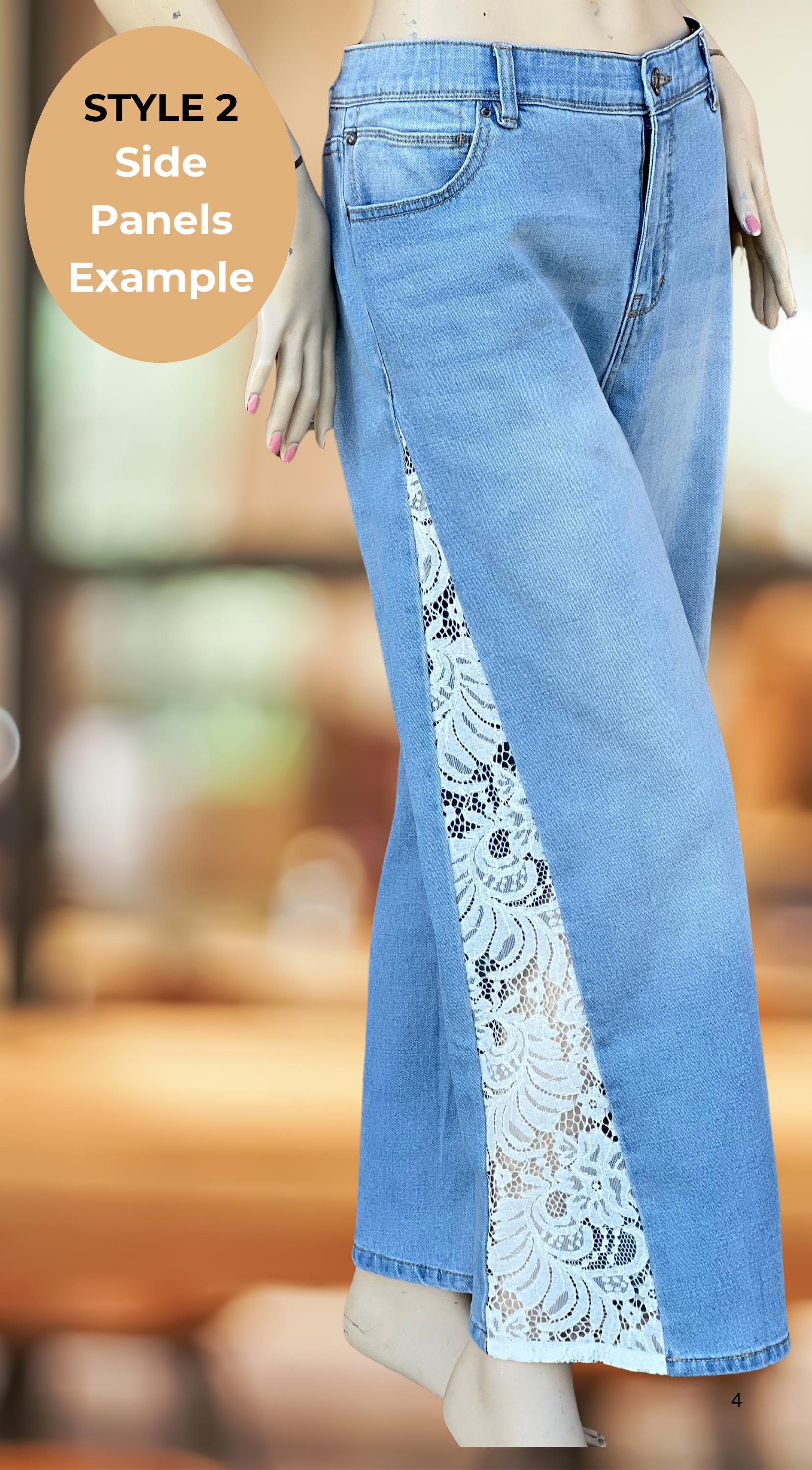 Lace Flare Jeans Send Your Own to Order Custom Reworked Denim