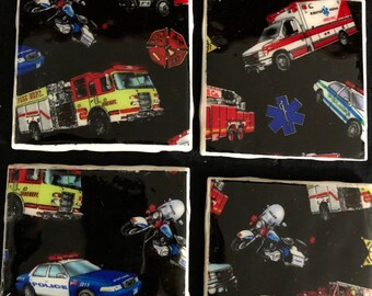 Coasters - Tile - Fire, Police, Rescue