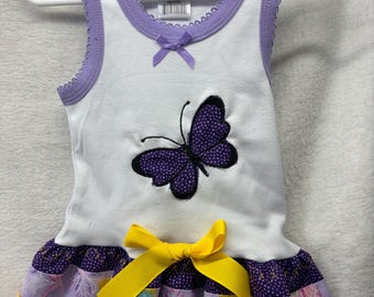 Little Girl Dress with ruffle - Butterflies