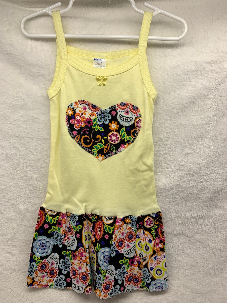 Little Girl Dress with ruffle Sugar Skulls