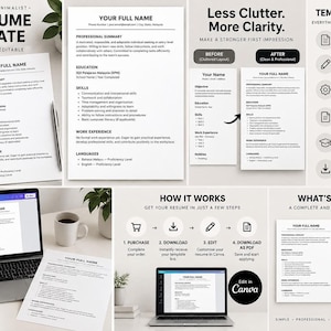 ATS Resume Template, A4 Editable CV With Clean Single-Column Design