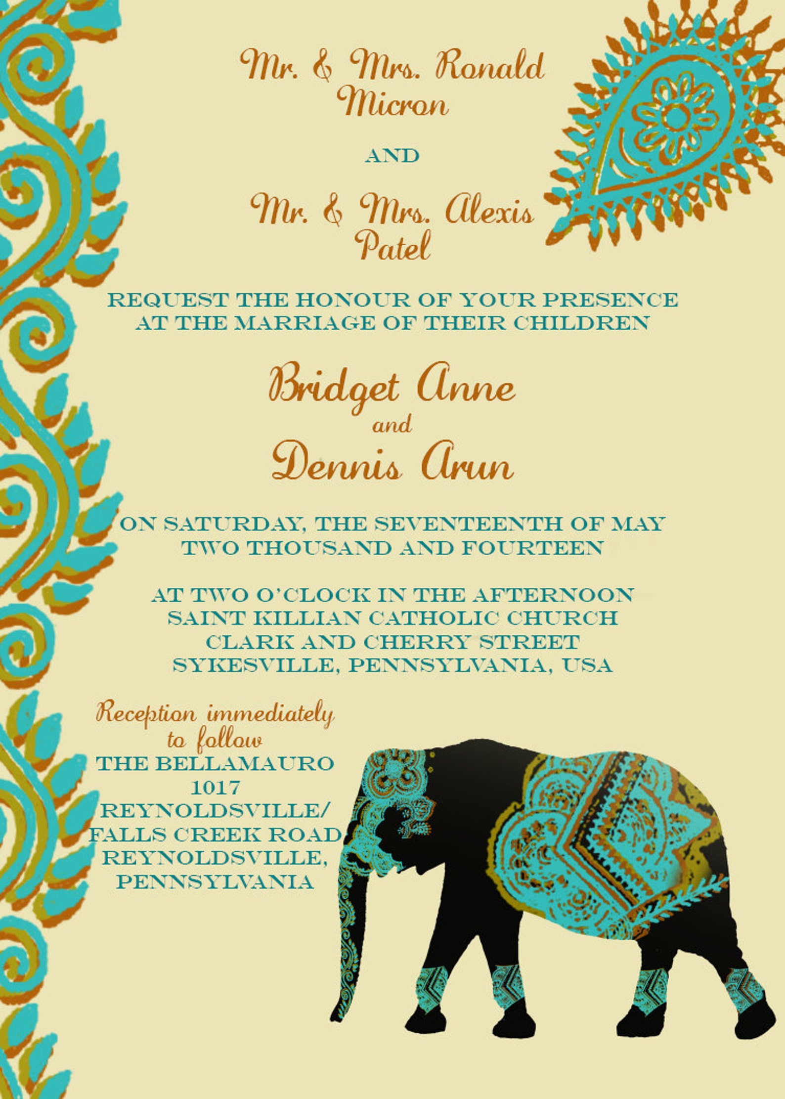 Indian Elephant Wedding Invitation Etsy