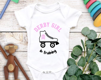 Derby Girl In Training, Roller Derby, Roller Skate, Cute Baby Outfit, Romper, Tee Shirt, Baby Gifts, Baby Shower Present
