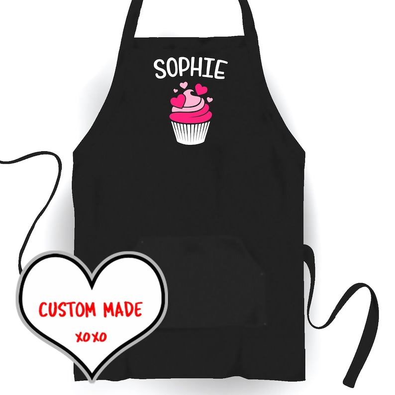 Baking Christmas Gift Gift Kids Gift Cupcake With Hearts Pink Cake Cooking Personalised Children/'s Apron