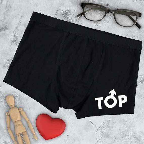 TOP or BOTTOM - Mens Trunks Boxers - LGBTQ - Pride Gay Bisexual Homosexual  - Novelty Funny - Husband Boyfriend Gift - Naughty - Adult Humour