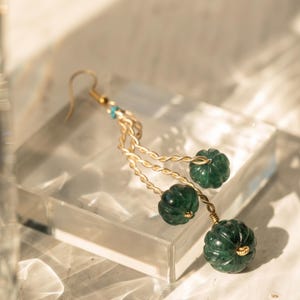VARDHMAN GEMS 26.6 Ct Natural Zambian Emerald Carved Melon Beads, Matched Set for Earrings