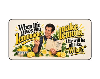Cita de Phil Dunphy (Modern Family): Alfombrilla de escritorio "Make Lemonade" / Alfombrilla de ratón con cita retro sobre limones y cocina.