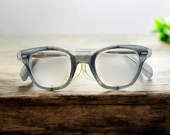 Vintage Safety Glasses -  Horn Rimmed Real Glass Safety Glasses