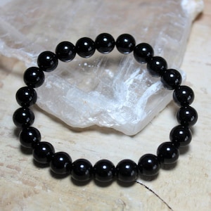 Black Tourmaline Bracelet, 8mm Quality AA Stones, Protection, High Grade, Talisman of Protection, Smooth Polished.