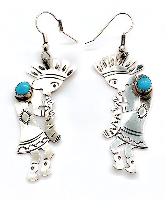 Kachina Kokopelli Lapis Turquoise Vintage Native American Navajo Sterling Silver Inlay Bracelet Kachina Kokopelli Lapis Turquoise Vintage Native American Navajo Sterling Silver Inlay Bracelet