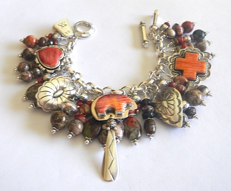 Southwest Native American Vintage Charms Bracelet Sterling Silver ...