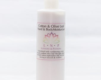 Loción de algodón y hoja de olivo de 8 oz