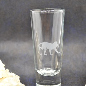 Shot Glass, Monkey Shot Glass, Sand Etch Shot Glass, Monkey Party Favor, Frosted Glass, Etched Glass, Monkey Glass, Monkey Gifts