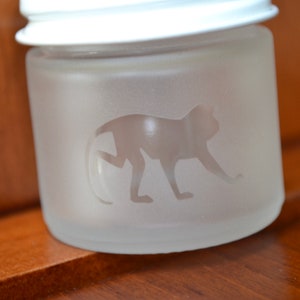 Glass Jar, Sand Etched Glass Jar, Little Glass Jars, Jars, Tiny Glass Jar, Mini Jar, Mini Glass Jar, Stash Jar, Spice Jar, Monkey Glass Jar