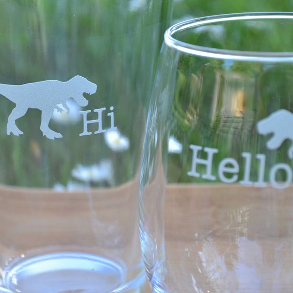 Dinosaur Pint Glasses Etsy