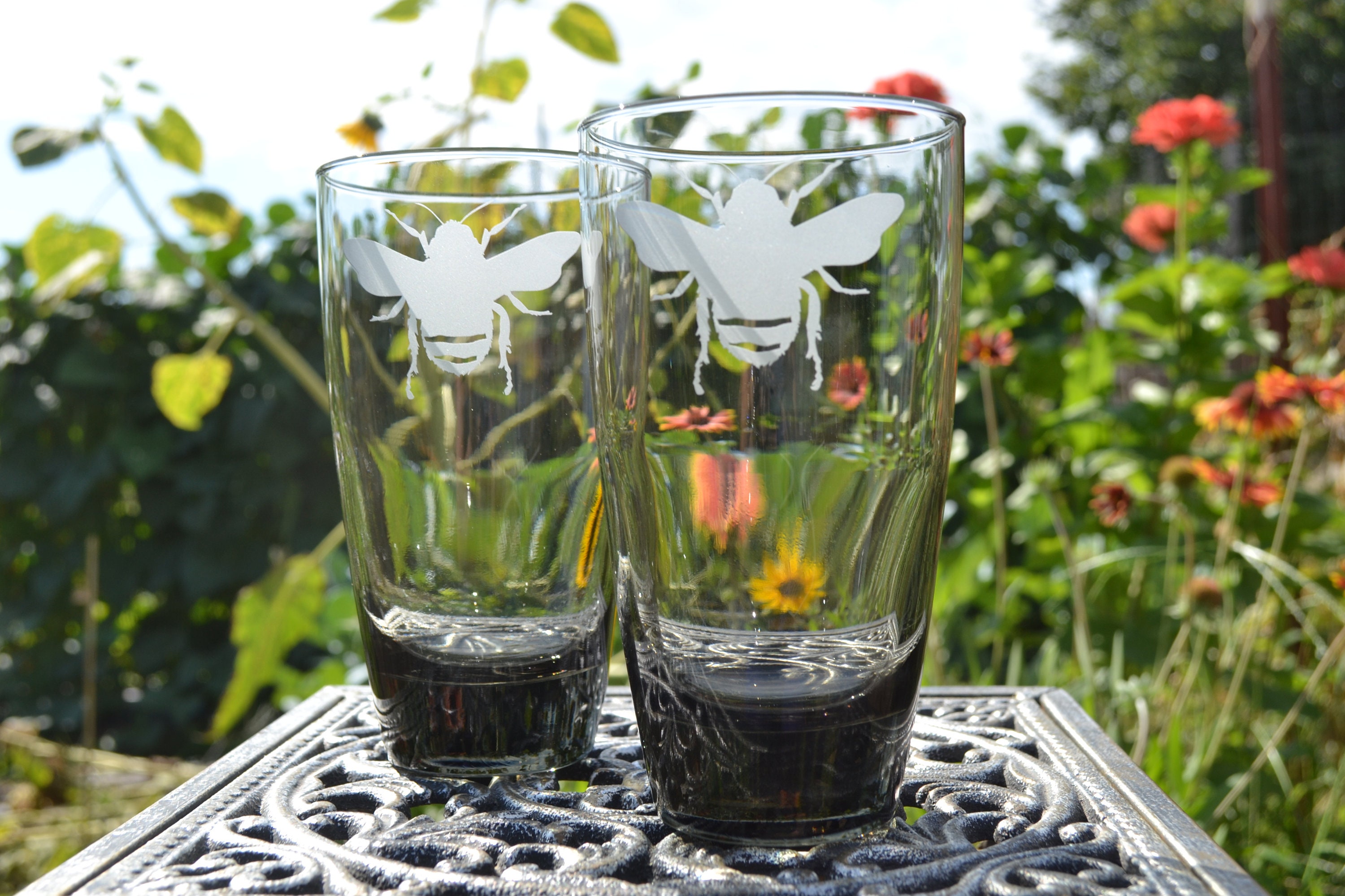 Glass Glasses Bee Drinking Glass Bee Glassware Bee Glass Etsy Nederland