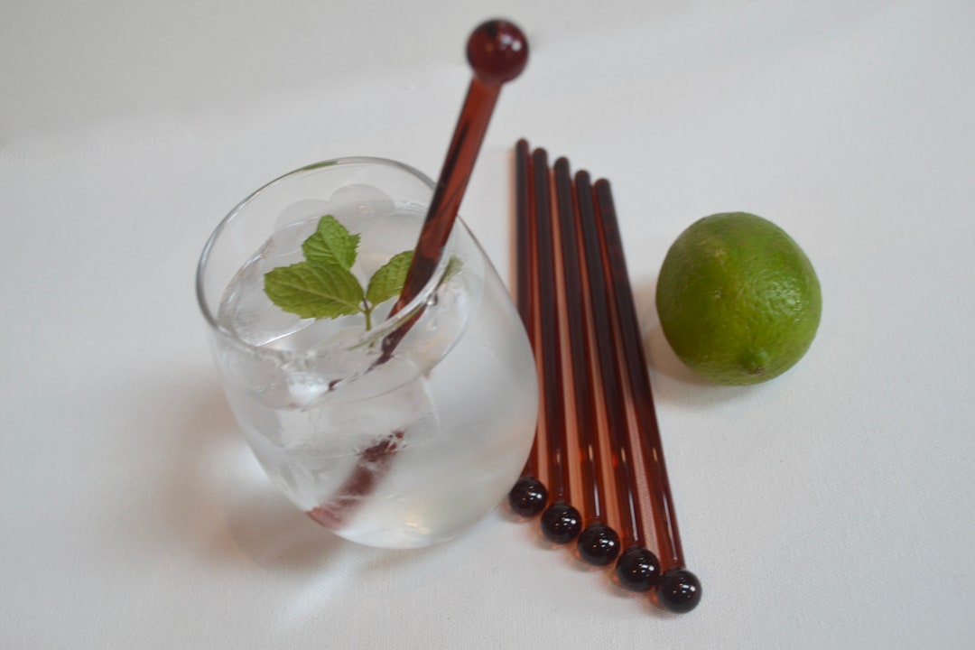 Glass Swizzle Sticks, Custom Swizzle Sticks, Amber Swizzle Sticks