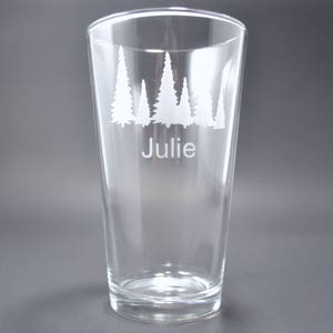 Pint Glass, Glasses, Custom Drinking Glass, Custom Pint Glass, Pint Glasses, Tree Pint Glass, Sand Etch Glass, Trees, Sandblasted Glass