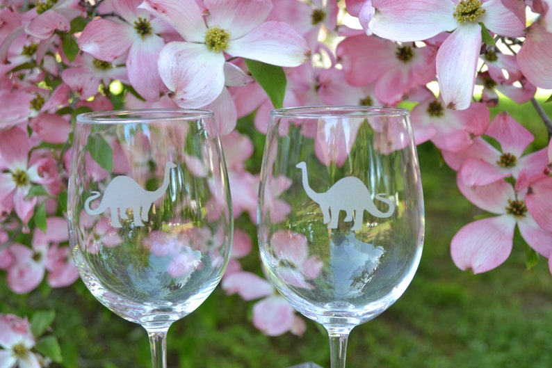 Dinosaur Wine Glasses Wine Glass Dino Glass Stem Wine Etsy