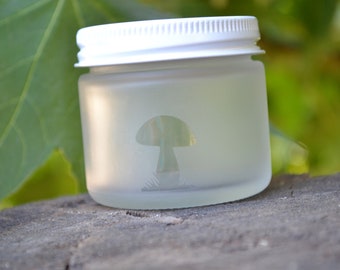 Glass Jar, Tiny Glass Jar, Jar with Mushroom, Mini Jar, Mini Glass Jar, Little Jar, Jar, Stash Jar, Spice Jar, Frosted Glass Jar