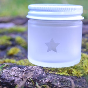 Glass Jar, Sand Etched Glass Jar, Mini Jar, Mini Glass Jar, Stash Jar, Spice Jar, Frosted Glass Jar, Star Jar, Star, Tiny Jars