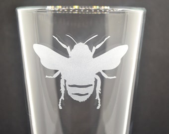 Bee Insect Emblem Pint Beer Glass Lager Tankard British Wildlife Present 027 