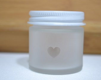 Glass Jar, Sand Etched Glass Jar, Little Glass Jars, Jars, Tiny Glass Jar, Mini Jar, Mini Glass Jar, Stash Jar, Spice Jar, Heart Glass Jar