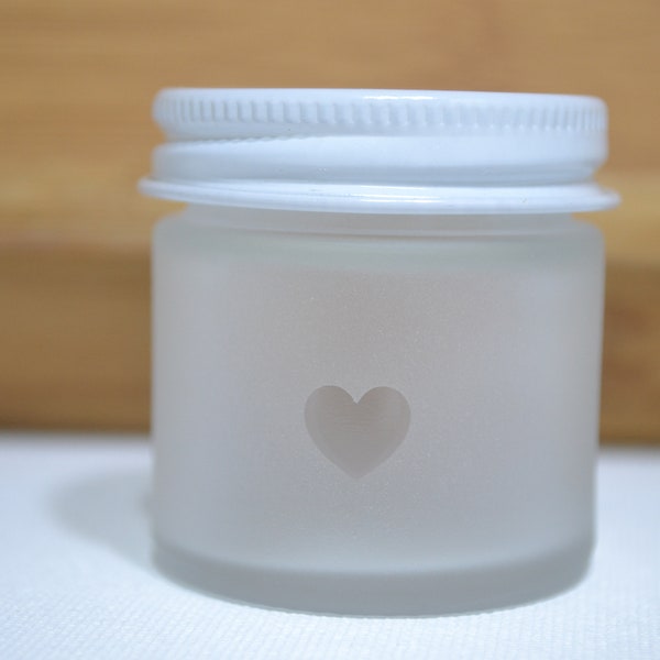 Glass Jar, Sand Etched Glass Jar, Little Glass Jars, Jars, Tiny Glass Jar, Mini Jar, Mini Glass Jar, Stash Jar, Spice Jar, Heart Glass Jar