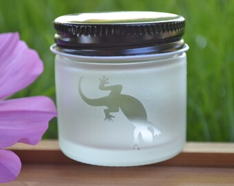 Glass Jar, Sand Etch Glass Jar, Mini Jar, Mini Glass Jar, Lizard Jar, Stash Jar, Spice Jar, Lizard Glass Jar, Lizards, Matte Finish Jar