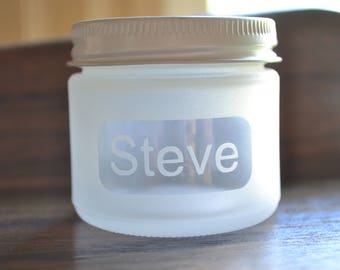 Glass Jar, Small Jars, Custom Jar, Custom Word on Jar, Jar, Stash Jar, Spice Jar, Frosted Glass Jar, Small Jar, Jar with Metal Lid