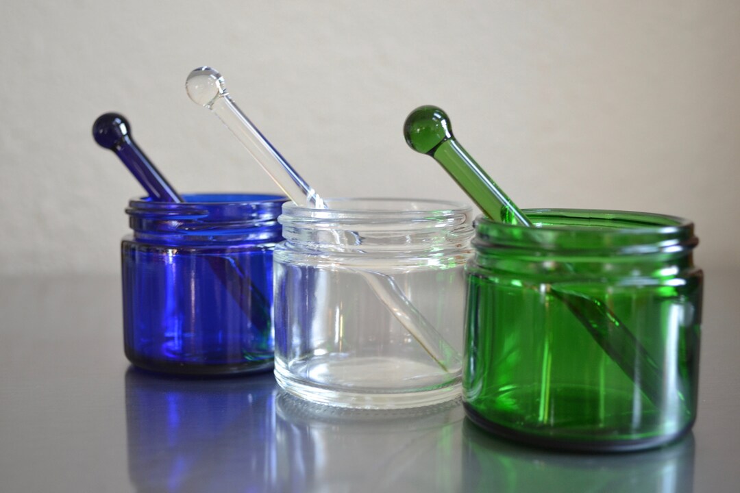 Cosmetics Jar, Glass Jar, Small Glass Jar, Jar With Applicator, Jar