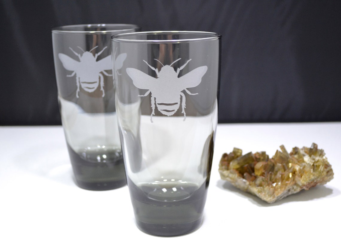 Glass Glasses Bee Drinking Glass Bee Glassware Bee Glass Etsy Nederland