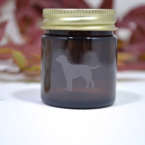 Glass Jar, Sand Etched Glass Jar, Mini Jar, Mini Glass Jar, Dogs, Jar with a Dog, Stash Jar, Spice Jar, Amber Glass Jar