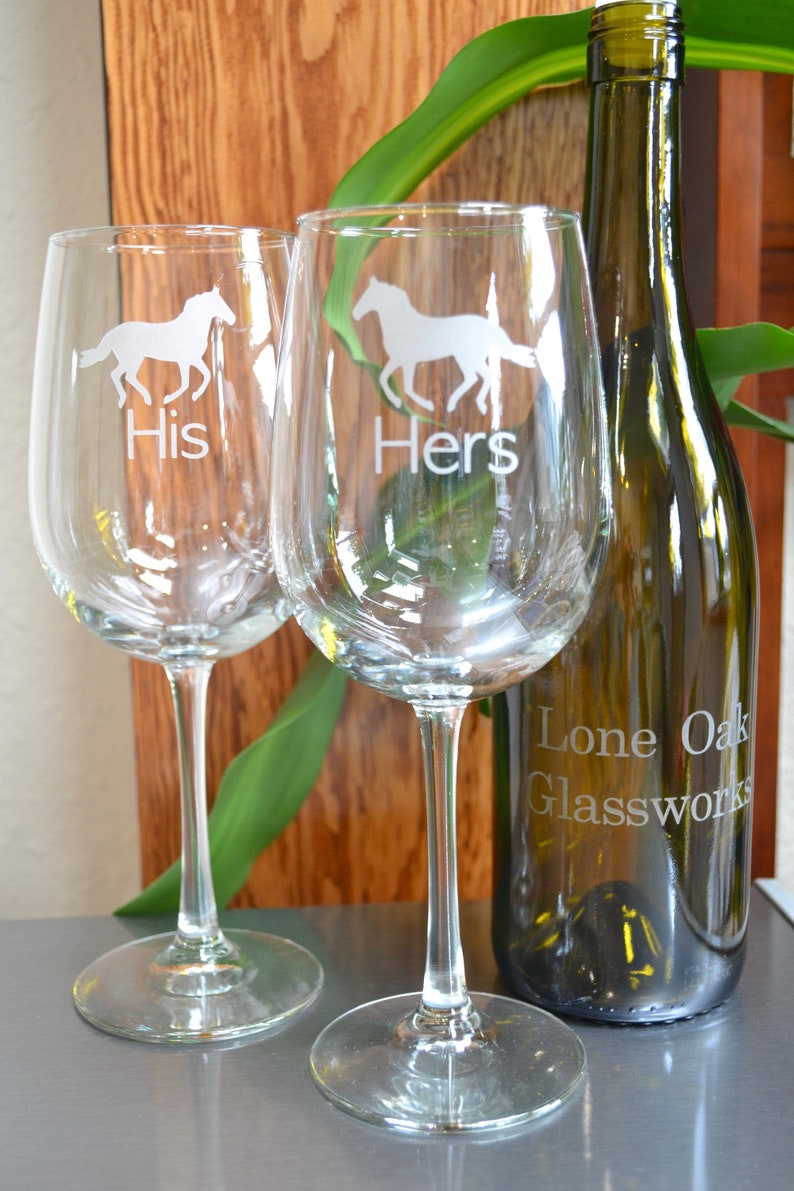 Wine Glasses His and Hers Glasses Horse Glassware Set Horse Etsy