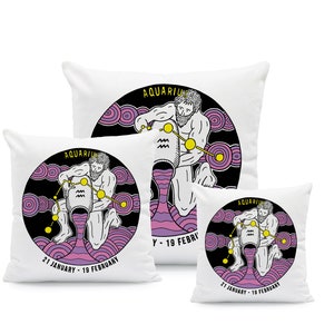 The Zodiac - Aquarius - Illustrated Cushion
