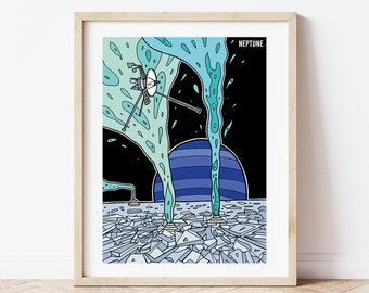 Neptunus - de planeten - gicleeprint (ingelijst)