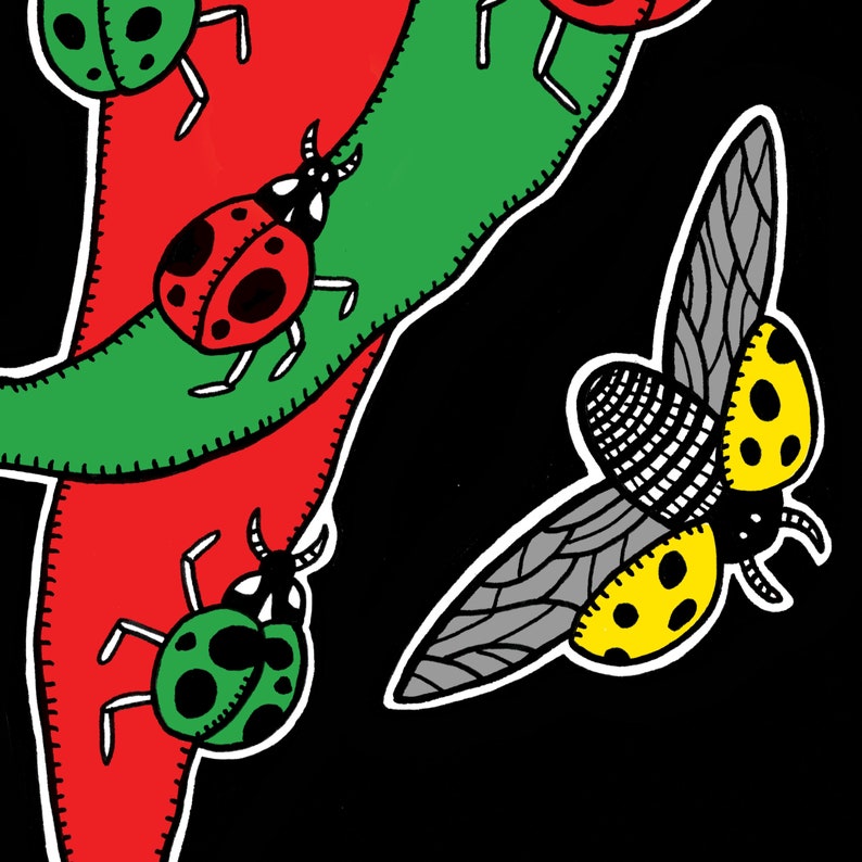 16 Sept Mexican Independence Day Ladybirds and Chillis Giclee Print Unframed image 6