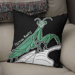 Preying Mantis - Cojín de insectos ilustrado