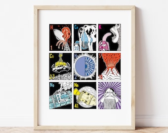 The Periodic Table of the Elements Assortment - A3 Giclee Print (Unframed)