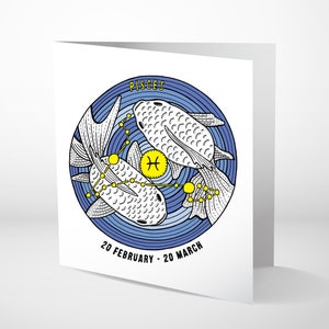 Le Zodiaque - Poissons - Carte d’anniversaire