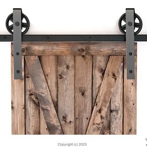 Barn Door Hardware - Spoked Barn Door Hardware-  Custom Barn Door Hardware - Barn Door Kit - Sliding Barn Door - Large Wheel Barn Hardware