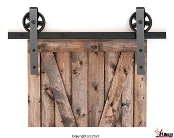 Barn Door Hardware - Spoked Barn Door Hardware-  Custom Barn Door Hardware - Barn Door Kit - Sliding Barn Door - Large Wheel Barn Hardware