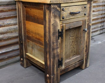 Timber Rough Sawn Night Stand or End Table- Rustic Wood Bedside Tables - 1 drawer 1 door night stand - Rustic NightStand - Timber Frame