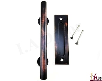 Barn Door Handle Combo Pole handle barn door hardware modern barn door handle round barn door pull oil rubbed hand rubbed bronze barn handle