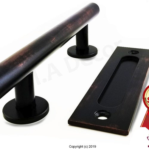 Oil Rubbed Bronze Barn Door Pull Wrought Iron Door Pull Etsy