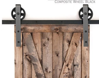 Barn Door Hardware - Spoked Barn Door Hardware-  Custom Barn Door Hardware - Barn Door Kit - Sliding Barn Door - Large Wheel Barn Hardware
