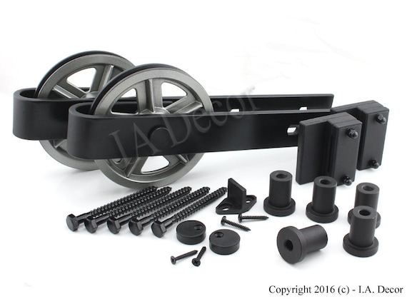 Barn Door Hardware Sliding Barn Door Kit Spoked Wheel Barn Etsy
