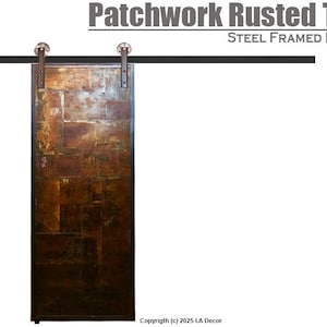 Barn Door Rusty Tin Industrial Barn Door Steel Frame No Warp Super Strong Heavy Duty Steampunk Commercial Barn Door American Made Barn Door