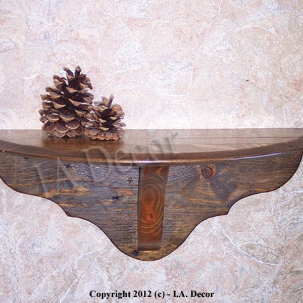 Wall shelf made from wine barrel head and reclaimed wood - Elegent wall mount shelf - wood half round shelf